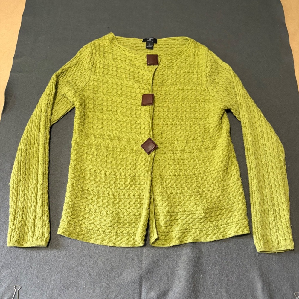 Philosophy by Republic Sweater Women Large Lime Green Wool Fall Core Whimsy Warm